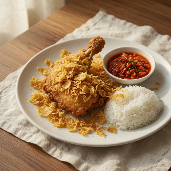 Ayam Goreng Kremes — Life Kitchen & Bar Pamekasan (ilustratif, bukan foto hidangan asli)