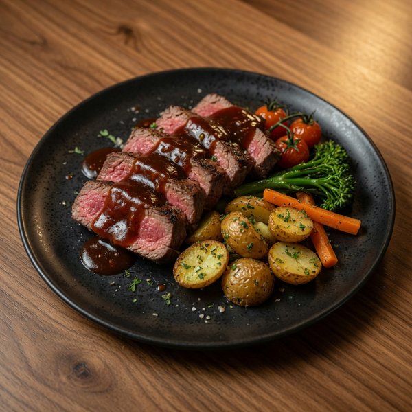 Beef Meltique Tenderloin — Life Kitchen & Bar Pamekasan (ilustratif, bukan foto hidangan asli)